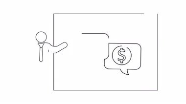 Ekranda dolar işareti ve olumlu geri bildirim ve finansal kazancı gösteren bir iş sunumu.