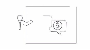 Finansal büyüme ve yatırım stratejileri hakkında bir iş sunumu gösteren basit bir çizim. İş kavramlarını resmetmek için mükemmel..