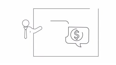 Ekranda el ve dolar işareti olan mali bir sunum, yatırımı ve maddi kazancı simgeliyor.