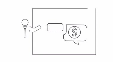 Finansal stratejiler, sezgiler ve büyüme fırsatları üzerine odaklanan bir iş sunumunun çizgi çizgisi çizimi. İş ve finans içeriği için ideal.