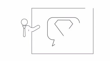 Ekranında elmas simgesi olan bir sunucuyu gösteren minimalist bir çizim, iş ve finans kavramları için ideal.