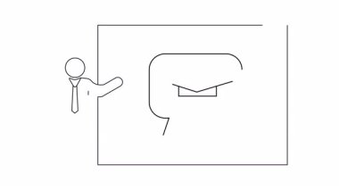 Mezuniyet şapkası takan kişiyi gösteren basit bir çizgi çizimi, eğitimle ilgili içerik için ideal.