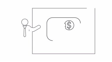 Finansal büyüme, yatırım ve başarı için stratejik planlama odaklı bir iş sunumunun temiz bir çizgi sanatı animasyonu.