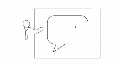 Sağlık sembolü olan bir ekranda tıbbi bilgi sunan bir kişinin basit bir çizimi.