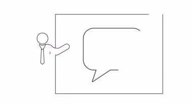 Güneş enerjisini temsil eden veya parlak bir fikri temsil eden bir slayt sunan bir kişinin tek bir çizgisi..