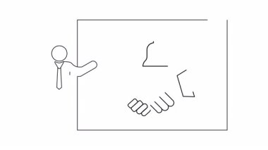 Bir iş anlaşması sunumunun basit bir çizgi sanat animasyonu. İş ve finansla ilgili içerik için mükemmel.