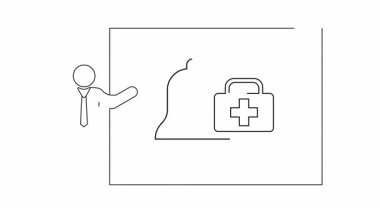 Ekranda tıbbi uyarı sistemini sunan bir kişinin basit bir çizgisi. Sağlık, teknoloji ve güvenlik kavramları için ideal.