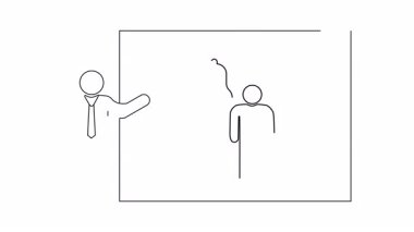 Bildirimler hakkında bir sunum, bir sunucu ve basit bir satır sanatı ile görselleştirilmiş bir uyarı alan bir kişi.