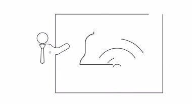 Ekranda çan ve kablosuz internet sembolü olan akıllı bir bildirim sistemi sunan, teknolojiyi ve iletişimi gösteren bir kişi tasviri.