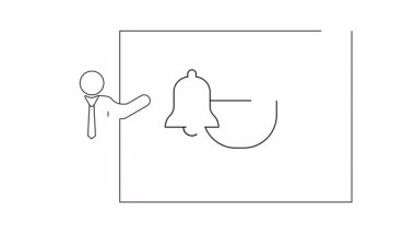 Kahve fincanı ve uyarı ziliyle ekranı gösteren basit bir çizim, kahve molası hatırlatıcılarını göstermek için ideal..