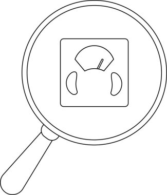 Büyüteç altında, sağlık, sağlık ve ağırlık yönetimi üzerine odaklanmayı sembolize eden bir ağırlık ölçeği görülür..