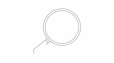 Bir büyüteç, minimalist bir dizaynda arama, keşif ve keşfi sembolize eden bir dağ manzarasına odaklanır..