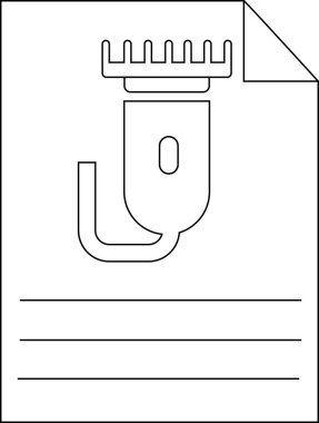 Kağıt üzerinde basit bir saç makası çizimi. Notlar için replikler, berber teması için mükemmel..