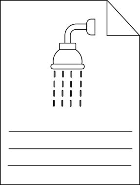 Su akan bir duş başlığının olduğu basit bir boyama sayfası, boyama faaliyetlerinden hoşlanan çocuklar ve yetişkinler için mükemmel..