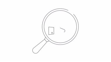 Büyüteç, elbise arayışını sembolize eden bir askıyı gösteriyor. Moda uygulamaları, online mağazalar ve stil rehberleri için mükemmel. Modern görünüş için minimalist tasarım.