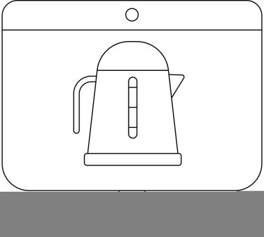 Bir bilgisayar ekranında, mutfak aletleri için online alışverişi temsil eden basit bir çaydanlık çizimi.