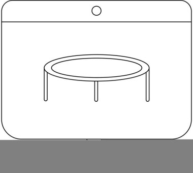 Bilgisayar ekranında sergilenen bir trambolinin minimalist çizgisi, teknoloji ve eğlence temaları için ideal..