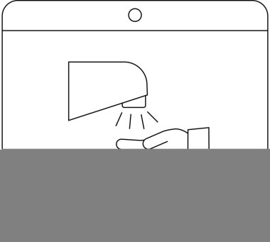 Bir bilgisayar ekranında hijyen ve temizliği temsil eden bir el kurutma ikonu. Vektör illüstrasyonu.