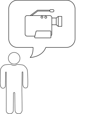 Video kamerayı düşünen bir insanın basit bir tasviri, temiz bir taslak şeklinde sunulmuştur..