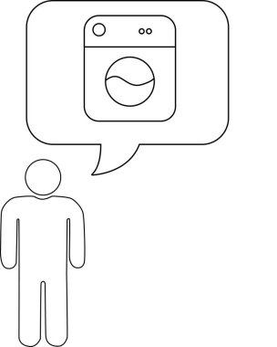 Bir kişi çamaşır makinesini düşünüyor, muhtemelen temizlikle, ev işleriyle ya da ev işleriyle ilgili..