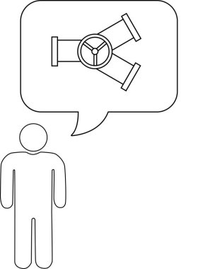 İçinde boru ve kapakçıkların çizimi olan bir düşünce baloncuğu olan basit bir çizim..