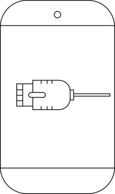 Mobil cihazlar için dijital yaratıcılığı ve giriş yöntemlerini temsil eden, stili olan bir akıllı telefonun minimalist bir çizimi.
