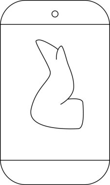 Bir telefon ekranında sergilenen basit bir tavşan silueti çizimi, minimalist tasarım ve modern teknoloji entegrasyonu.