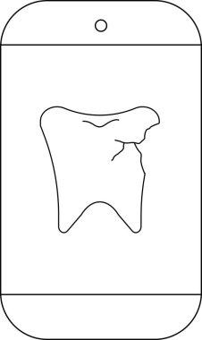 Telefon kılıfındaki çürümüş bir dişin basit bir çizimi diş sağlığını ve ağız sağlığının önemini simgeliyor..