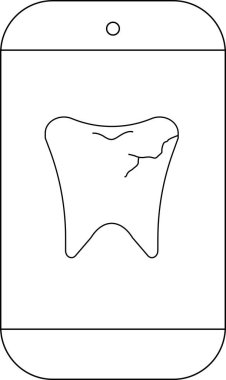 Diş ağrısını ve diş sorunlarını sembolize eden çatlak dişli basit bir siyah beyaz ikon. Diş sağlığı bilinçlendirme kampanyaları için ideal.