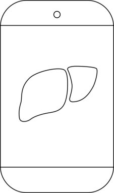 Akıllı telefon ekranındaki karaciğer simgesi, tıbbi sağlık uygulamasını temsil ediyor veya karaciğer sağlığı ve hastalıklar hakkında bilgi veriyor.