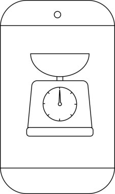 Bir akıllı telefon ekranında basit bir çizgi çizimi, tarif uygulamaları veya mutfak teknolojisi kavramları için idealdir..