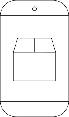 Basit bir kutu tasarımı içeren, iletişim, teknoloji ve modern dijital arayüzleri temsil etmek için mükemmel bir minimalist telefon simgesi..