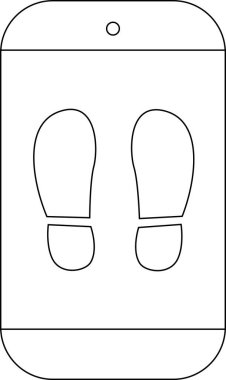 İnsanların sosyal mesafeyi ve güvenliği korumak için nerede durmaları gerektiğini gösteren iki ayak izli beyaz bir tabela..