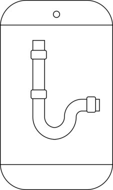 P-trap tesisat donanımının basit bir çizimi akıllı telefon modelinde sergileniyor, tesisat uygulamaları veya tamir rehberleri için uygun..