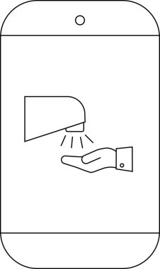 Akıllı telefon ekranında gösterilen el kurutma simgesi, hijyen ve temizliği modern, dijital formatta temsil ediyor.