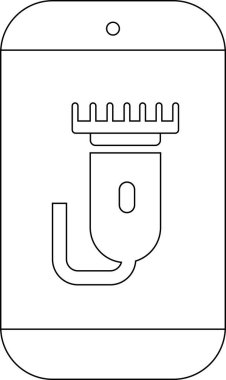Akıllı telefon ekranında sergilenen basit bir sakal kesicisi çizgisi çizimi, tımar etmek veya teknoloji teması için mükemmel.