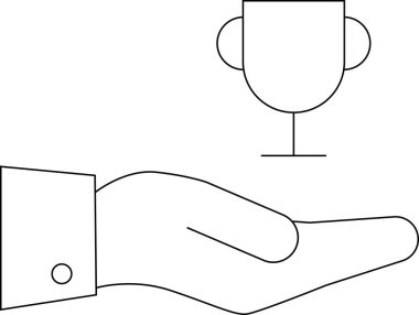 Bir kupa sunan, başarıyı, ödülleri ve başarıları takdir etme eylemini temsil eden minimalist bir sanat çizgisi..