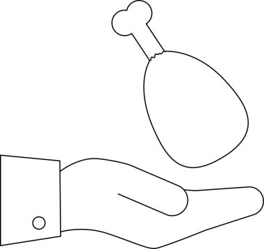 Bir el tavuk budu sunar, cömertliği, yemeği ve adağı simgeler. Aşçılık ya da hayırsever temalar için basit satır sanatı.