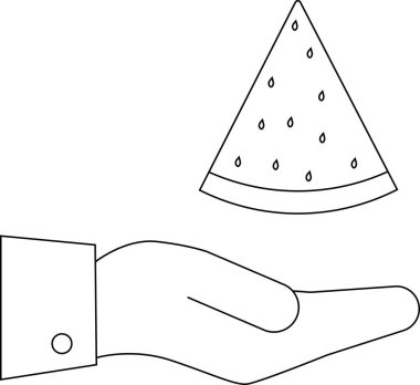 Çeşitli yaratıcı projeler için uygun bir karpuz dilimini sunan basit bir el çizimi.