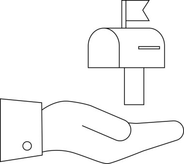 Posta kutusunda bayrak olan, teslimatı ya da servisi sembolize eden bir el çizimi..