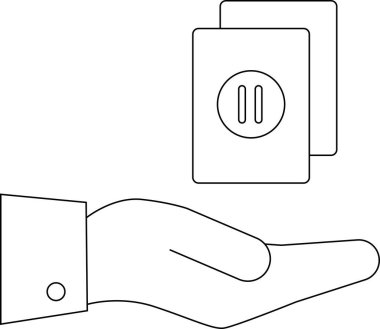 Mola sembollü iki kart sunan bir minimalist çizgi çizimi, bölünme, kırılma veya kontrol kavramlarını iletiyor.