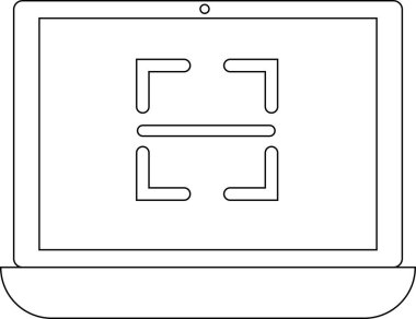 Bir dizüstü bilgisayar ekranında bir barkod tarayıcı simgesi gösterilir, teknolojiyi, taramayı ve veri işlemeyi sembolize eder. Perakende, envanter ve dijital bilgi ile ilgili kavramların resmedilmesi için ideal.