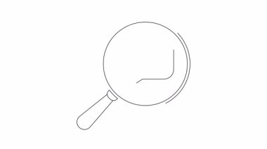 Bir büyüteç, doğru zamanı ya da bir hatırlatmayı sembolize eden bir çalar saate odaklanır. Basit çizgi çizimi.