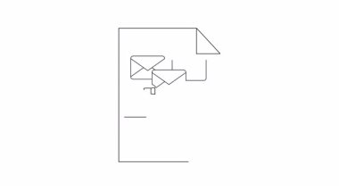 E- posta simgelerine sahip bir belgenin temiz ve basit bir çizimi, iletişim, bilgi ve dijital belge kavramlarını iletmek için mükemmel.