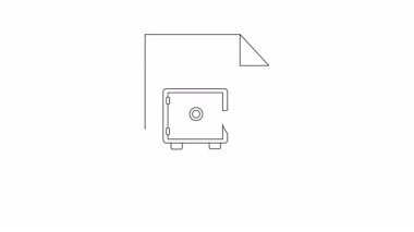 Veri korumasını ve dosya yönetimini sembolize eden güvenli ve kalkanlı bir belgenin canlandırılmış simgesi. Güvenlik ve gizlilik içeriği için ideal.