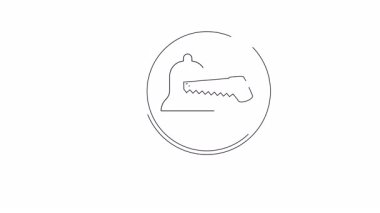 Zil ve testere büyüteç ikon animasyonu altında. Yasadışı ağaç kesme ve ormansızlaştırma için arama sembolü.