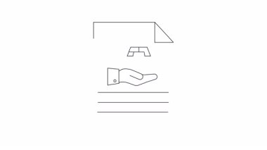 Güneş paneli simgesini tutan, yenilenebilir enerji ve sürdürülebilirliği sembolize eden eli olan bir belge. Sunumlar ve eğitim materyalleri için animasyon konsepti.