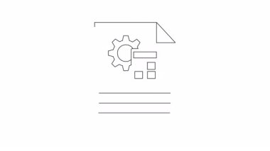 Bir teçhizat, hesap makinesi ve çizgilerin yer aldığı basit bir teknik belge simgesi animasyonu. Teknik raporlar ya da finansal analizler için mükemmel.