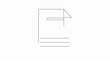 Bir bilgisayar simgesinin yer aldığı bir belgenin minimalist çizgisi çizimi, teknoloji veya ofis teması için mükemmel. Temiz ve basit tasarım.