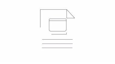 Bir bilgisayar ekranı simgesinin yer aldığı bir belgenin minimalist çizgi çizimi, dijital bilgi veya teknolojiyle ilgili temaları iletmek için mükemmel.